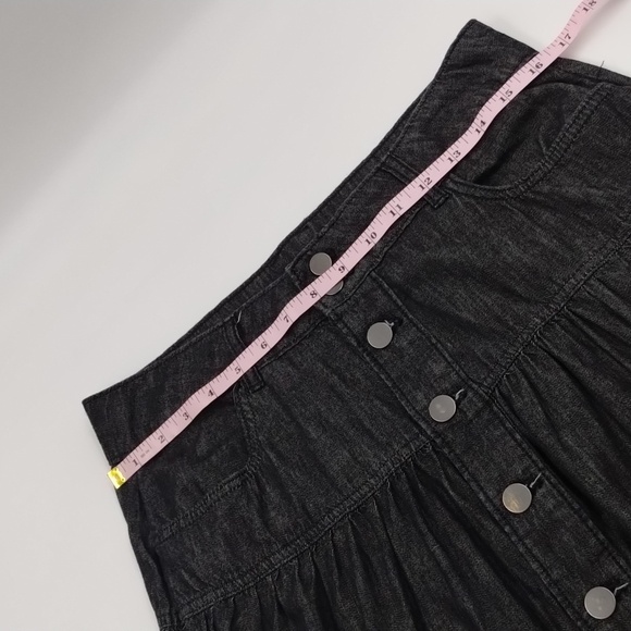 Time & Tru light fade black size 8 modest button down cotton midi skirt 3-tiered - Picture 7 of 12